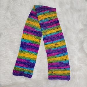 Handmade Loops & Threads Super Soft Variegated Striped Crocheted Scarf - New
